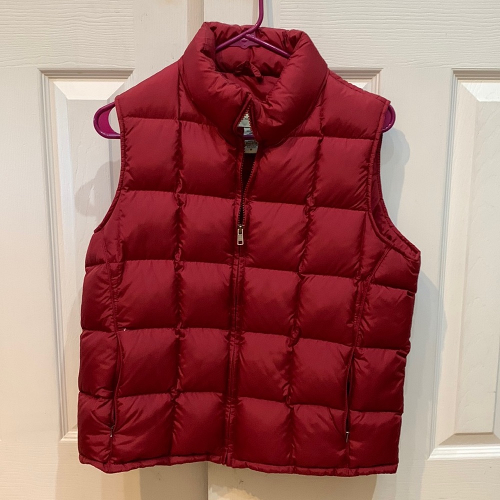Eddie Bauer goose down vest, petite medium. Maroon